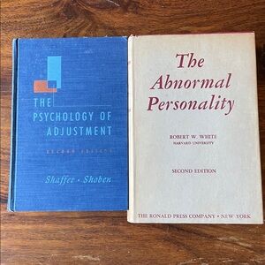 2 Vintage Psychology Books Set of 2 red blue 50s Hardcover Textbook Book